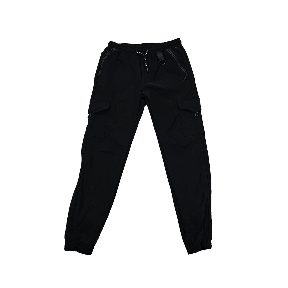 RGSTR Joggers Youth Size 18 Pull On Elastic Waist Black Zipper Cargo Pockets